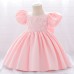 O-Neck Puff Sleeve Flower Girl Dress AZ004PK