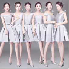 Stylish Gray Short Bridesmaid Dresses RU007