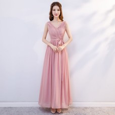 Elegant Sleeveless V - Neck Bridesmaid Dress