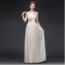 Champagne Chiffon Long Bridesmaid Dress RU015CH