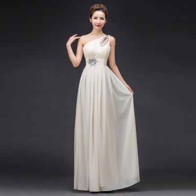 Champagne Chiffon Long Bridesmaid Dress RU015CH