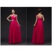 Fuchsia Chiffon Long Bridesmaid Dress RU015FU