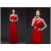 Red Chiffon Long Bridesmaid Dress RU015RD