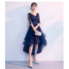 Half Sleeve Navy Blue Bridesmaid Dress VZ005