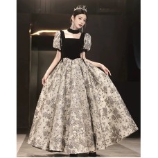 Square Neck Short Sleeve Evening Dress VZ008