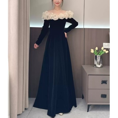 Elegant Off - the - Shoulder Evening Dress VZ009
