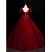 Short - Sleeve Burgundy Evening Dress VZ010
