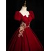 Short - Sleeve Burgundy Evening Dress VZ010