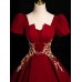 Short - Sleeve Burgundy Evening Dress VZ010
