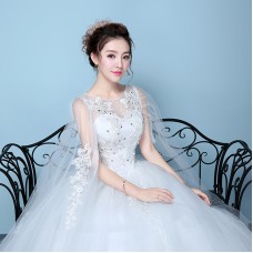 O-neck Wedding Dress with Long Lace XN090WT