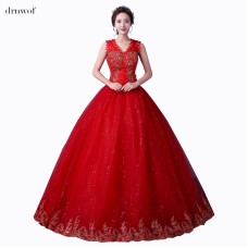 V-neck Sleeveless Wedding Dress XN091RD