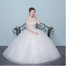 O-Neck Cap Sleeve Wedding Dress XN097WT