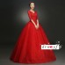 V-Neck Wedding Dress with Lace Sleeves XN111RD